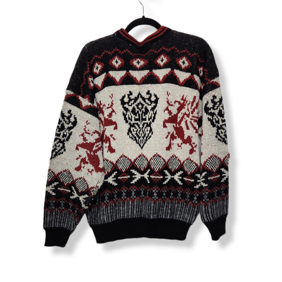 Vintage Lion Crest 90s 80s Robert Bruce Crewneck Sweater Grandpa VTG GPA - Picture 5 of 5